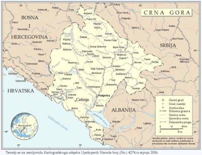 Mapa Černé Hory - Zdroj: Wikipedia