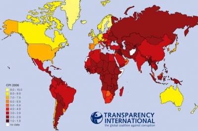 Čím vyšší index, tím nižší korupce- Zdroj: www.transparency.org