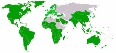 členské státy Světové obchodní organizace WTO – zeleně